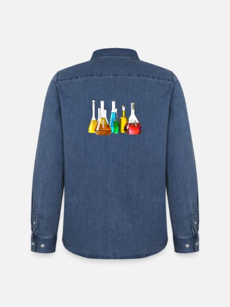 Bunte Laborgläser Kollektion - Männer Jeanshemd Organic von Stanley/Stella - verwaschenes Mittelblau 