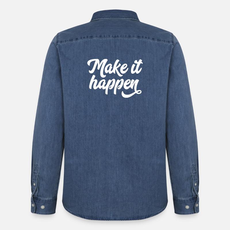 Make It Happen Typografie - Männer Jeanshemd Organic von Stanley/Stella - verwaschenes Mittelblau