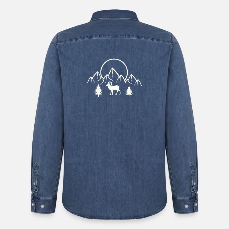 Alpine Mondlandschaft mit Steinbock - Männer Jeanshemd Organic von Stanley/Stella - verwaschenes Mittelblau 
