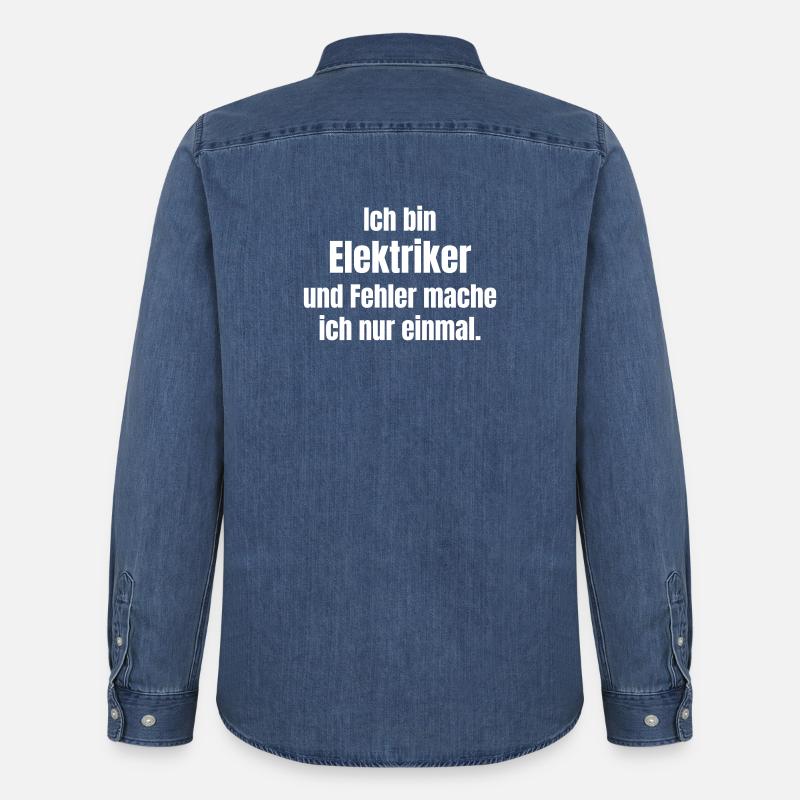Ich bin Elektriker – Fehler mache ich - Männer Jeanshemd Organic von Stanley/Stella - verwaschenes Mittelblau 