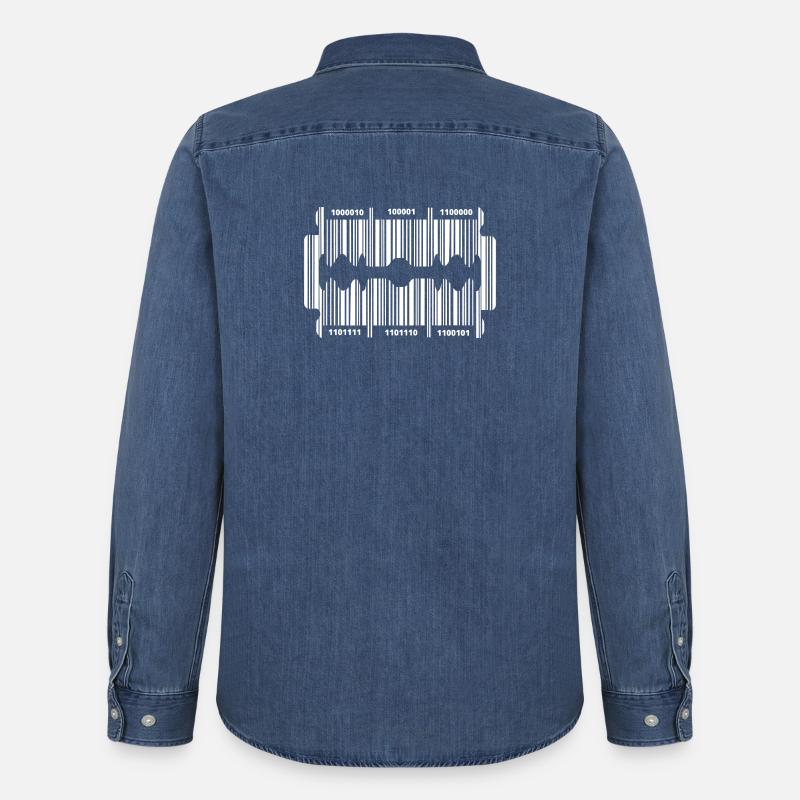 Rasierklinge mit Code - Männer Jeanshemd Organic von Stanley/Stella - verwaschenes Mittelblau 