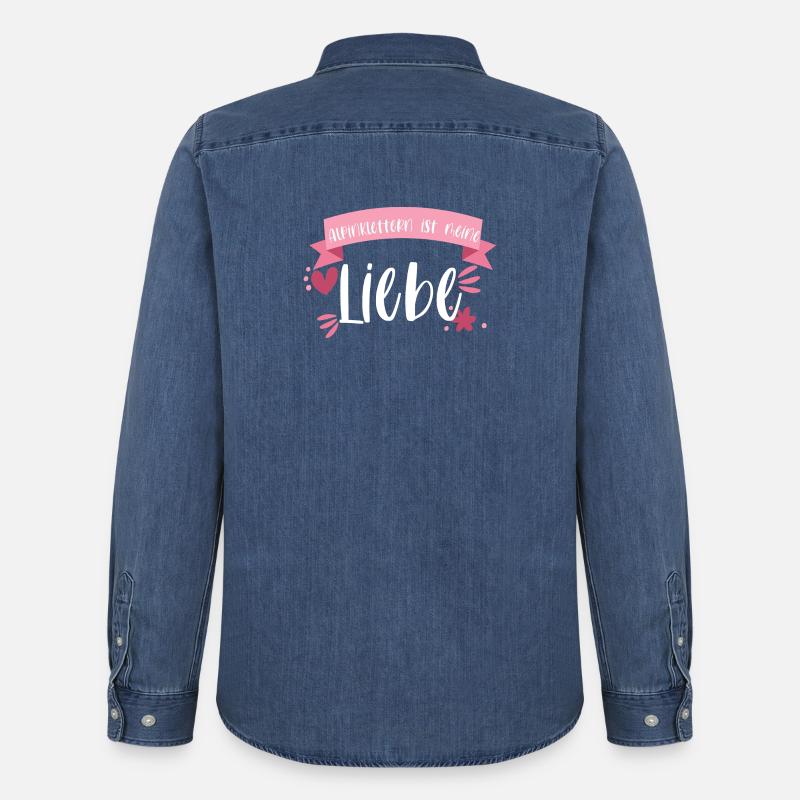 Klettern Alpinklettern Liebe Berge Geschenk - Männer Jeanshemd Organic von Stanley/Stella - verwaschenes Mittelblau 