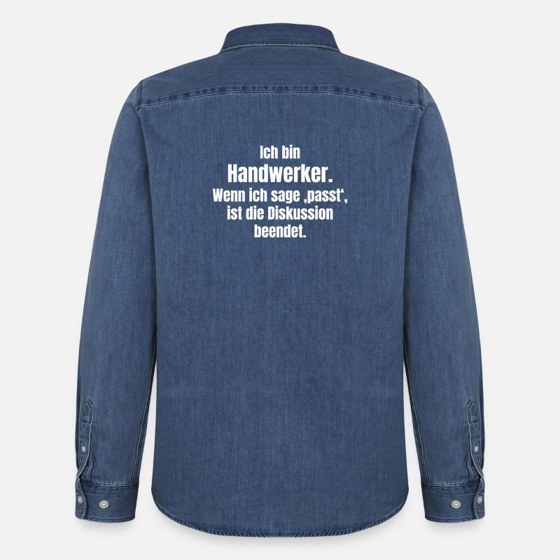 Ich bin Handwerker – Passt, Diskussion beendet - Männer Jeanshemd Organic von Stanley/Stella - verwaschenes Mittelblau 