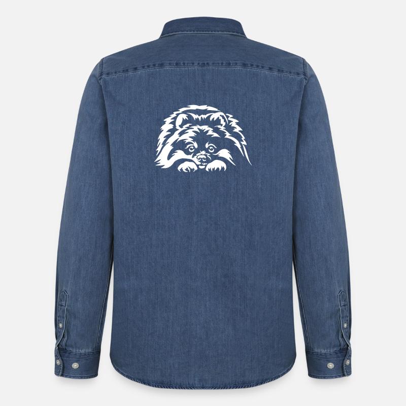 Zwergspitz "Black Edition" - Männer Jeanshemd Organic von Stanley/Stella - verwaschenes Mittelblau 