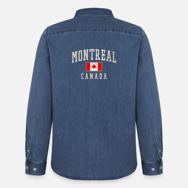 Montreal Canada Distressed Flag - Männer Jeanshemd Organic von Stanley/Stella - verwaschenes Mittelblau 