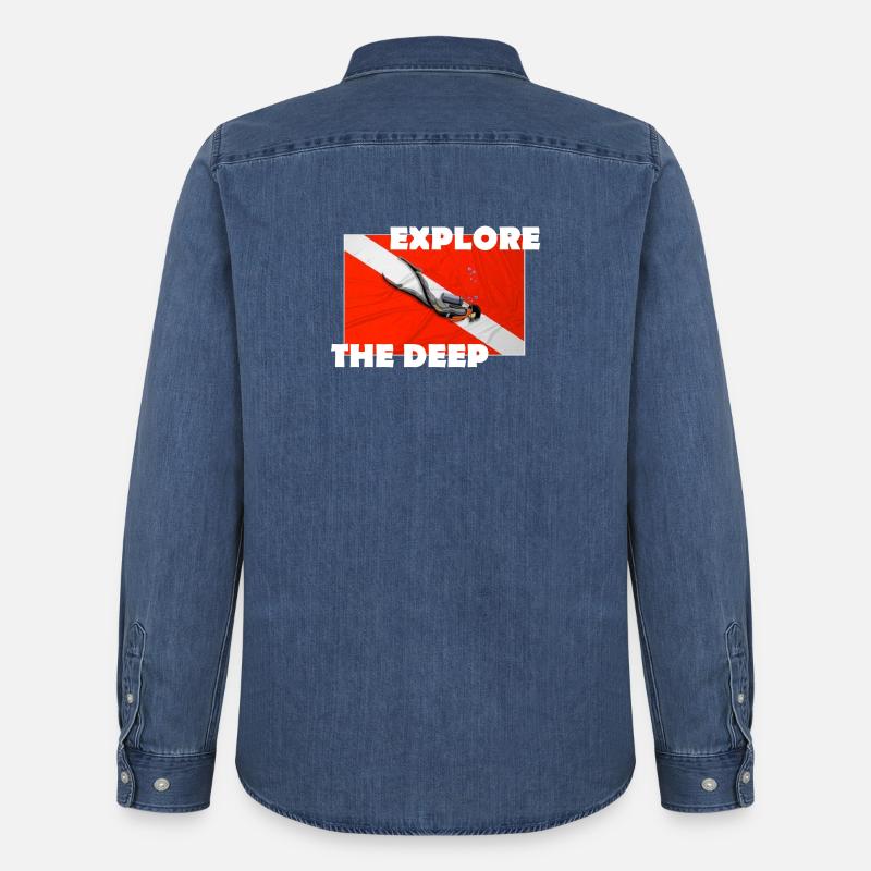 EXPLORE THE DEEP - Männer Jeanshemd Organic von Stanley/Stella - verwaschenes Mittelblau 