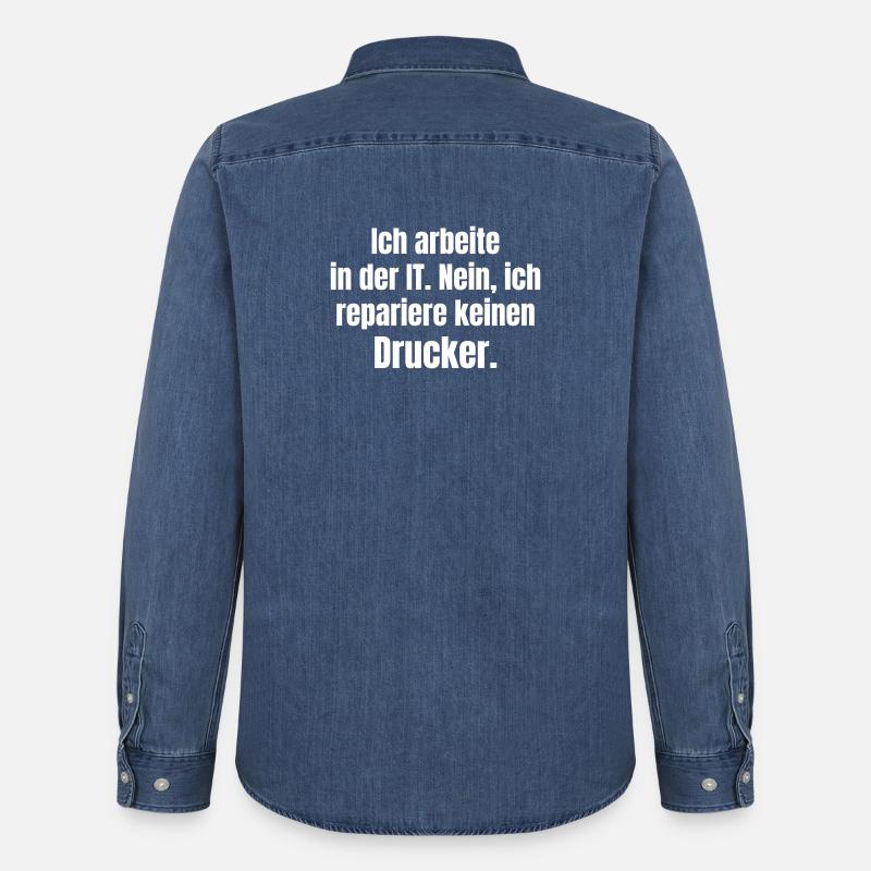 Ich arbeite in der IT – Druckerheld - Männer Jeanshemd Organic von Stanley/Stella - verwaschenes Mittelblau 