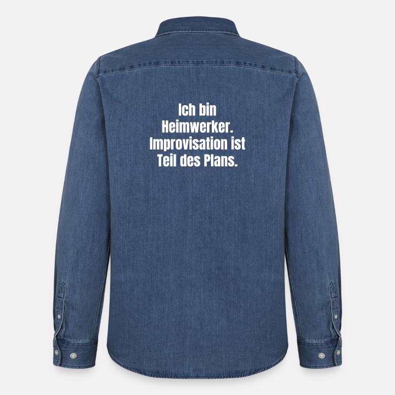 Heimwerker Spruch Improvisation Plan - Männer Jeanshemd Organic von Stanley/Stella - verwaschenes Mittelblau 
