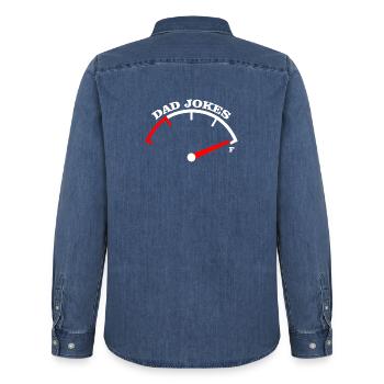 Papa-Witze Meter-Abschlag-Design - Männer Jeanshemd Organic von Stanley/Stella - verwaschenes Mittelblau  - Hinten - AI Model Male 185 light (185cm)