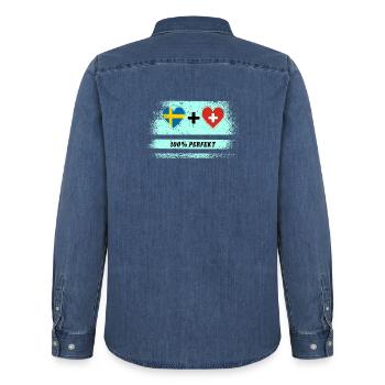 Suisse & Suède 100% Parfait / Cadeau - Chemise en denim homme bio Stanley/Stella - bleu moyen délavé  - Dos - AI Model Male 185 light (185cm)