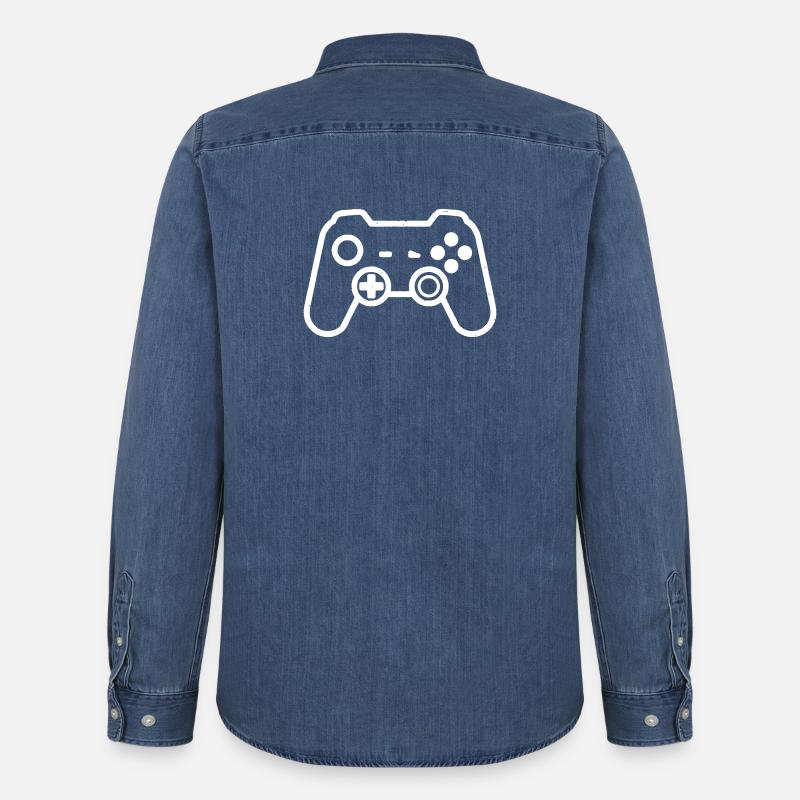 Gamepad Controller Outline - Männer Jeanshemd Organic von Stanley/Stella - verwaschenes Mittelblau 