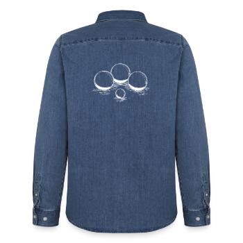 Boules pour pétanque et pétanque - Chemise en denim homme bio Stanley/Stella - bleu moyen délavé  - Dos - AI Model Male 185 light (185cm)