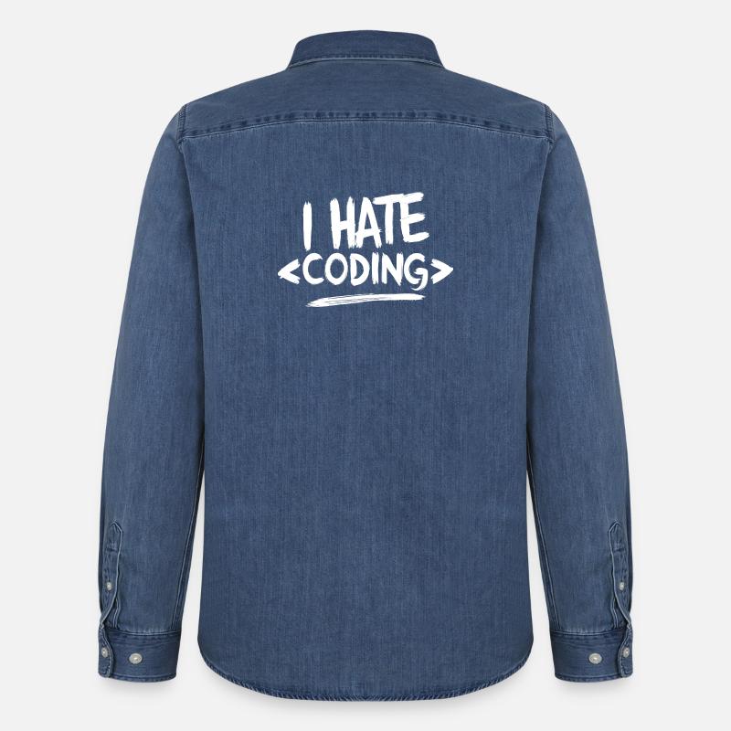 Je déteste coder Programmeur Web - Chemise en denim homme bio Stanley/Stella - bleu moyen délavé 