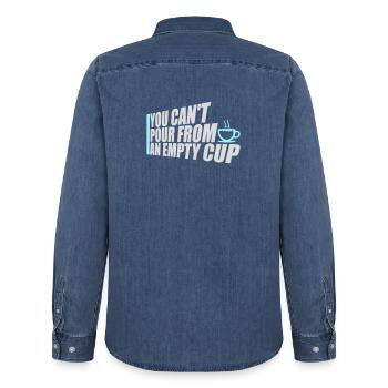 You Can't Pour From An Empty Cup Self Care - Men’s Organic Denim Shirt by Stanley/Stella - mid washy  - Back - AI Model Male 185 light (185cm)