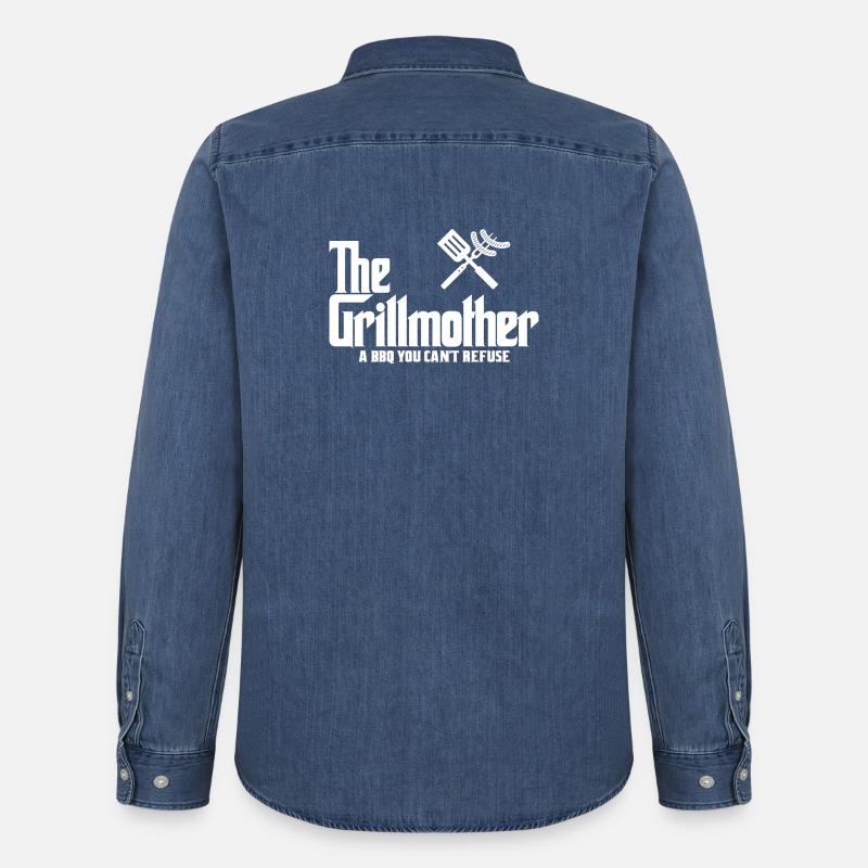Die Grillmutter (dunkel) - Männer Jeanshemd Organic von Stanley/Stella - verwaschenes Mittelblau 
