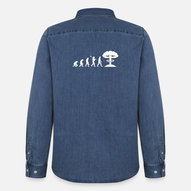 Evolution Nuclear Bomb - Men’s Organic Denim Shirt by Stanley/Stella - mid washy