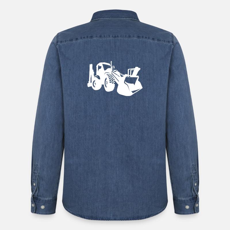 Bagger Radlader Baugeräteführer Silhouette - Männer Jeanshemd Organic von Stanley/Stella - verwaschenes Mittelblau 