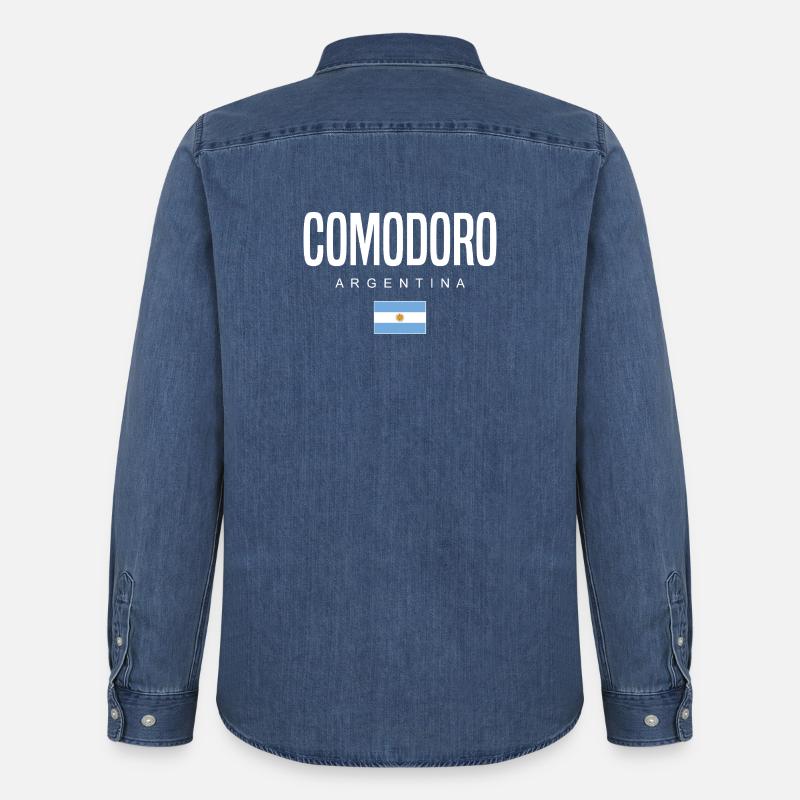 Comodoro Argentinien Argentinier - Männer Jeanshemd Organic von Stanley/Stella - verwaschenes Mittelblau
