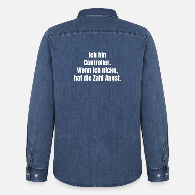 Ich bin Controller – Zahlenangst Spruch - Männer Jeanshemd Organic von Stanley/Stella - verwaschenes Mittelblau 