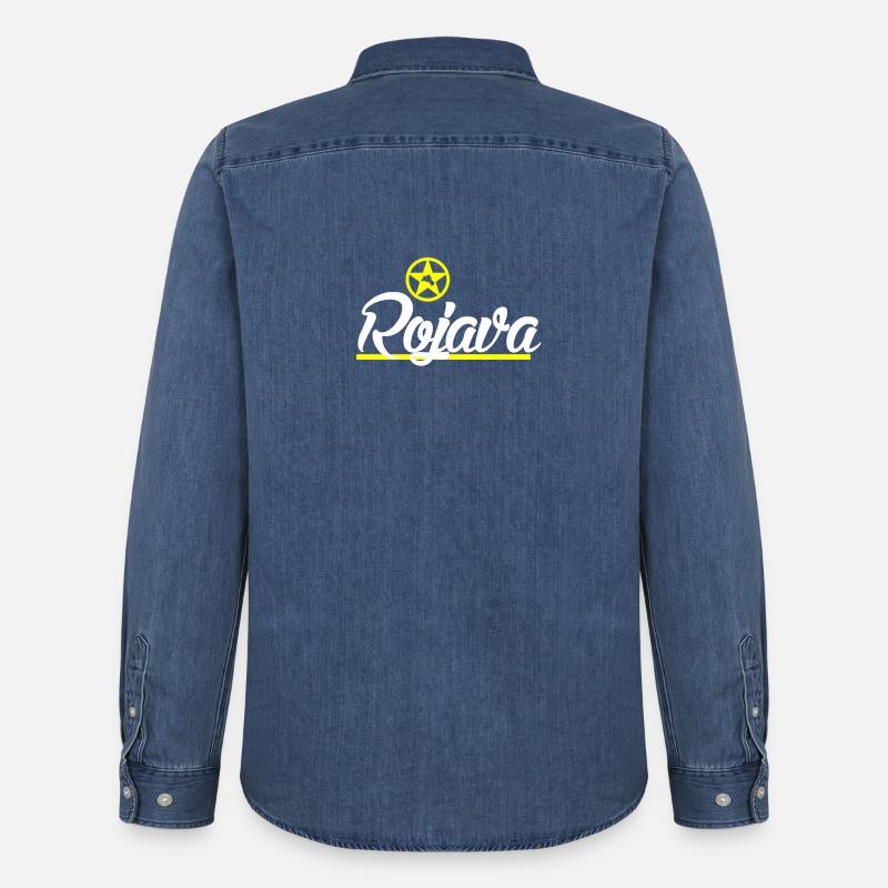 Rojava kurd - Männer Jeanshemd Organic von Stanley/Stella - verwaschenes Mittelblau 