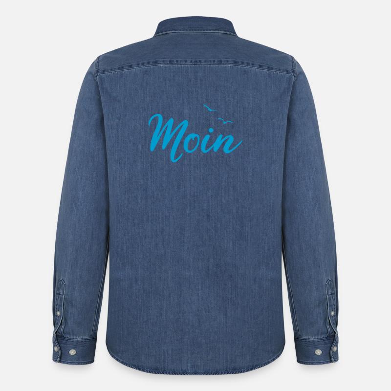 Moin - Spruch Design Geschenk - Männer Jeanshemd Organic von Stanley/Stella - verwaschenes Mittelblau 