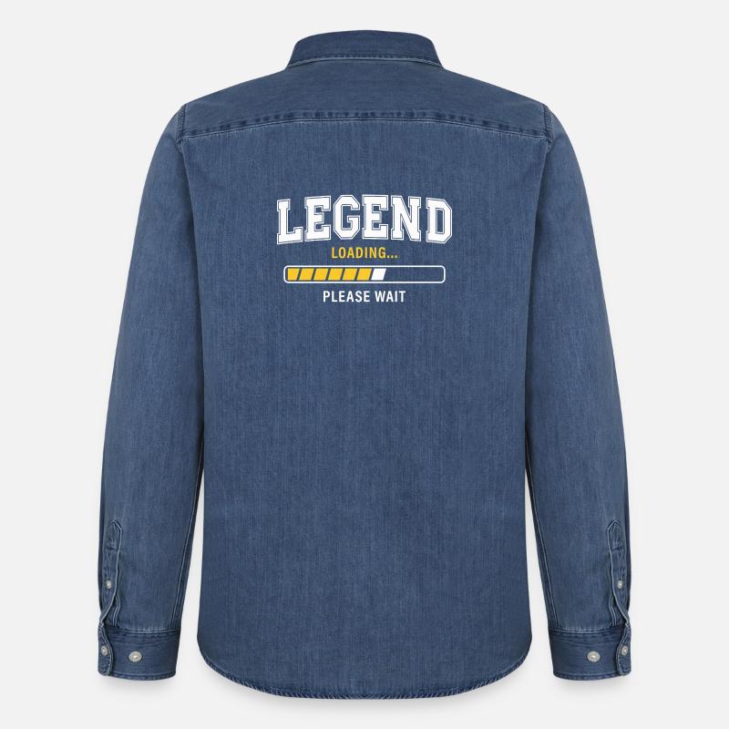 Legend Loading Please Wait - Men’s Organic Denim Shirt by Stanley/Stella - mid washy