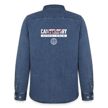 Canterbury England Koordinaten Reise Souvenir - Männer Jeanshemd Organic von Stanley/Stella - verwaschenes Mittelblau  - Hinten - AI Model Male 185 light (185cm)