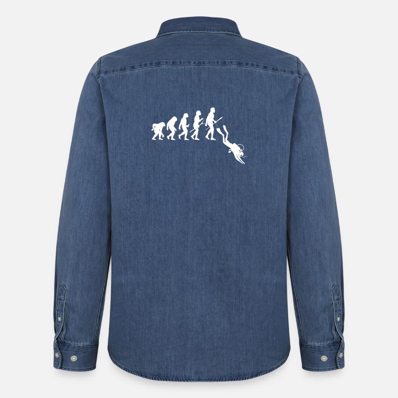 Taucher Evolution - Tauchen - Männer Jeanshemd Organic von Stanley/Stella - verwaschenes Mittelblau 