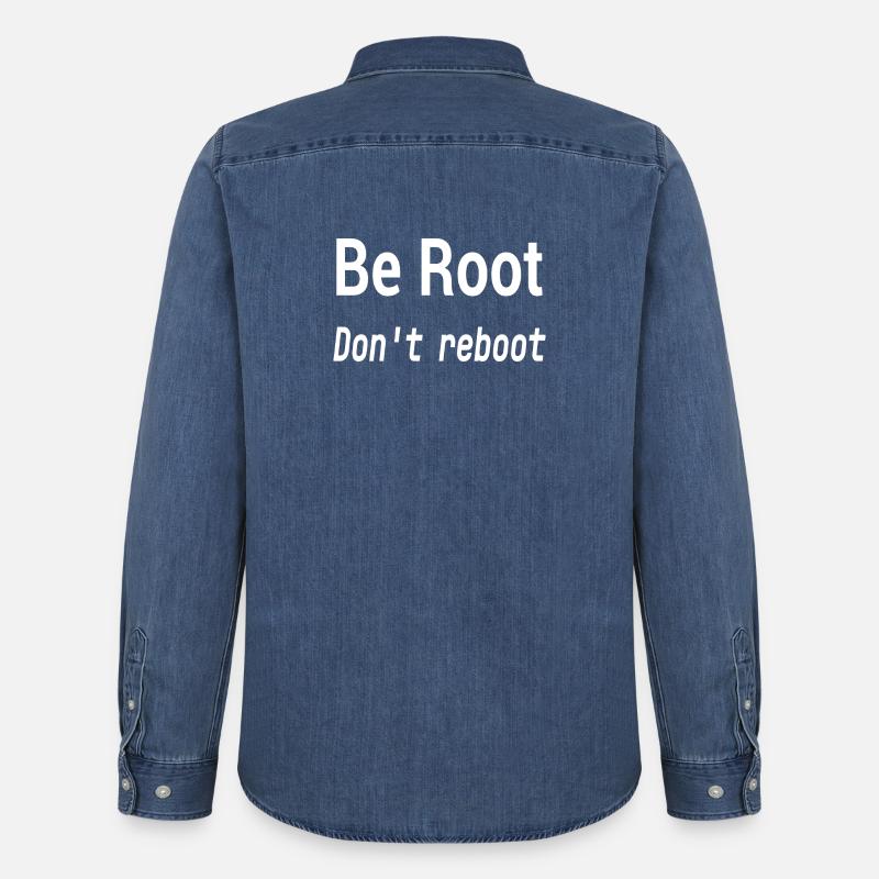 Be Root Don't Reboot – Geek-Humor - Männer Jeanshemd Organic von Stanley/Stella - verwaschenes Mittelblau 