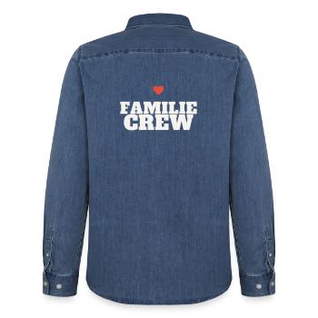 Familie Crew Family Zusammenhalt Team Liebe Gruppe - Männer Jeanshemd Organic von Stanley/Stella - verwaschenes Mittelblau  - Hinten - AI Model Male 185 light (185cm)
