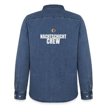 Nachtschicht Crew Schichtarbeit Pflege Nachtdienst - Männer Jeanshemd Organic von Stanley/Stella - verwaschenes Mittelblau  - Hinten - AI Model Male 185 light (185cm)