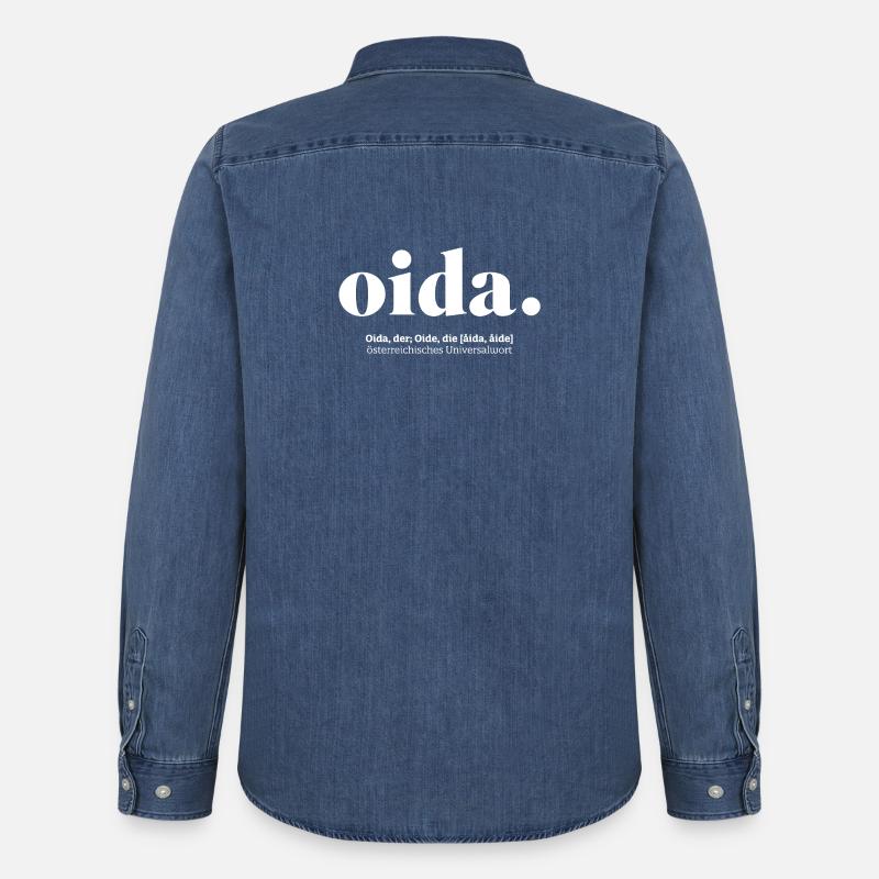 Oida Design Geschenkidee - Männer Jeanshemd Organic von Stanley/Stella - verwaschenes Mittelblau 