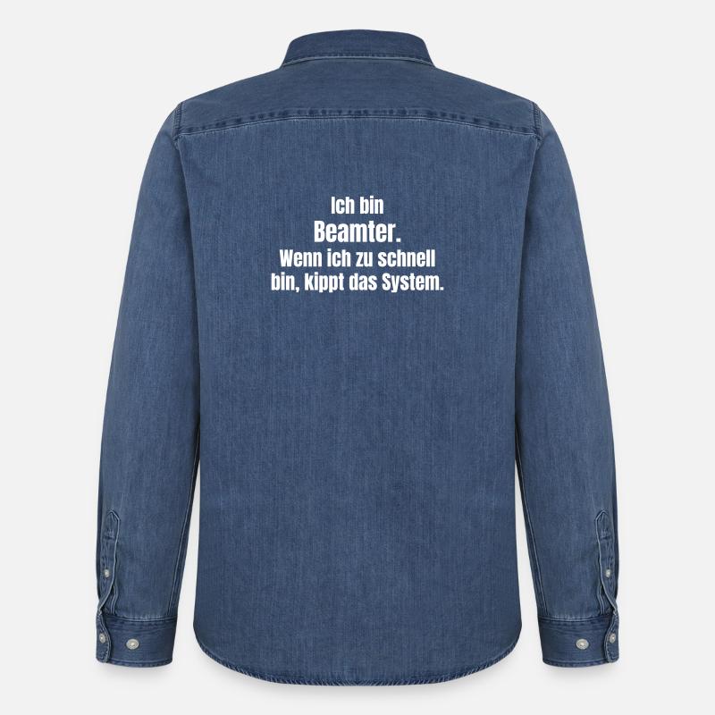 Beamter vs System Zu Schnell - Männer Jeanshemd Organic von Stanley/Stella - verwaschenes Mittelblau 