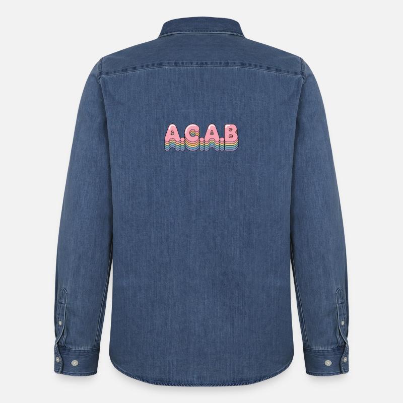 A.C.A.B - Antifa Tee - Männer Jeanshemd Organic von Stanley/Stella - verwaschenes Mittelblau 