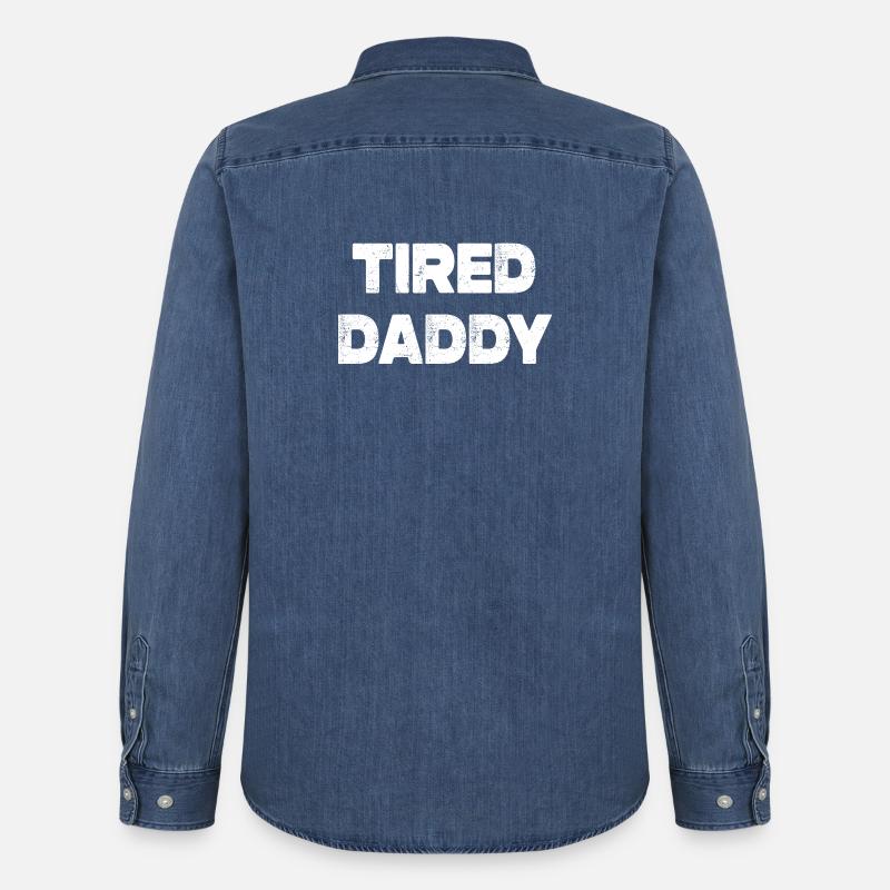 Tired Daddy - Männer Jeanshemd Organic von Stanley/Stella - verwaschenes Mittelblau 