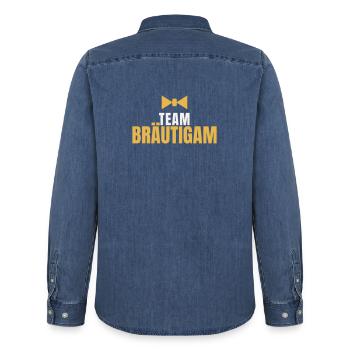 Team Braeutigam JGA Junggesellenabschied Groom - Männer Jeanshemd Organic von Stanley/Stella - verwaschenes Mittelblau  - Hinten - AI Model Male 185 light (185cm)