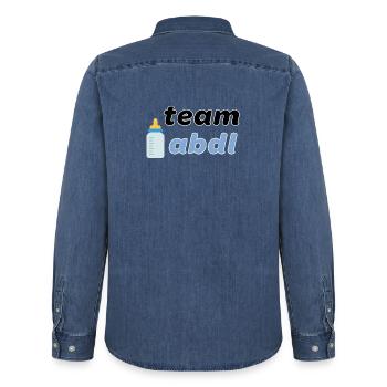 Team ABDL - Männer Jeanshemd Organic von Stanley/Stella - verwaschenes Mittelblau  - Hinten - AI Model Male 185 light (185cm)