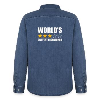 Der mittelmäßigste Notrufdisponent der Welt – Lust - Männer Jeanshemd Organic von Stanley/Stella - verwaschenes Mittelblau  - Hinten - AI Model Male 185 light (185cm)