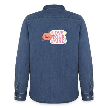 Liebe deinen Geist - Männer Jeanshemd Organic von Stanley/Stella - verwaschenes Mittelblau  - Hinten - AI Model Male 185 light (185cm)