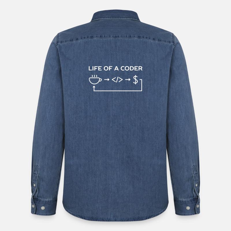 Programmierer-Leben eines Codier-Hemdes - Männer Jeanshemd Organic von Stanley/Stella - verwaschenes Mittelblau 