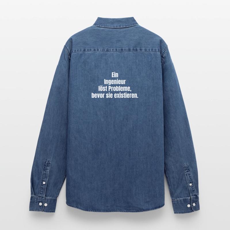 Engineer solves problems before they exist Men’s Organic Denim Shirt by Stanley/Stella