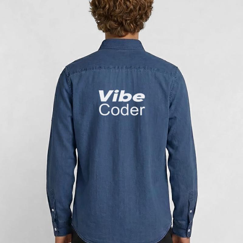 Techno-utopia: Vibe Coder Men’s Organic Denim Shirt by Stanley/Stella