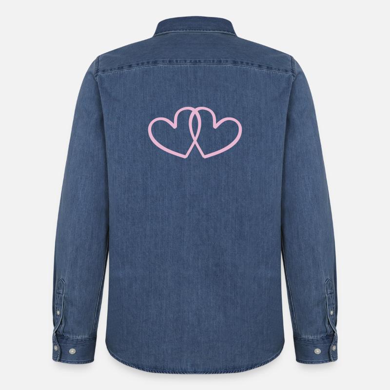 Verschlungene Herzen Linienkunst - Männer Jeanshemd Organic von Stanley/Stella - verwaschenes Mittelblau 