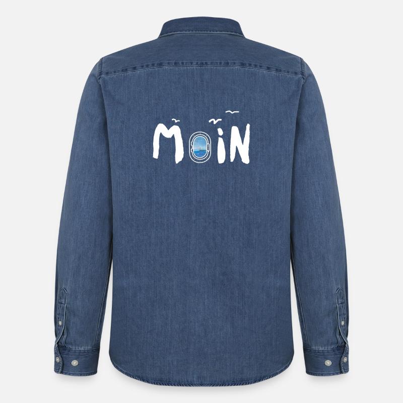 Moin Meer Leuchtturm Möwe - Männer Jeanshemd Organic von Stanley/Stella - verwaschenes Mittelblau 
