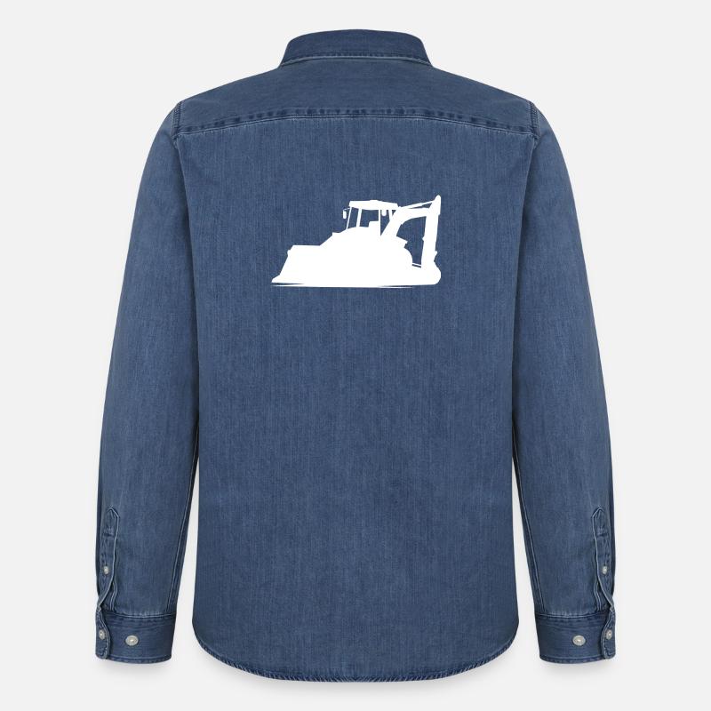 Baggerfahrer und Baugeräteführer Silhouette – - Männer Jeanshemd Organic von Stanley/Stella - verwaschenes Mittelblau 