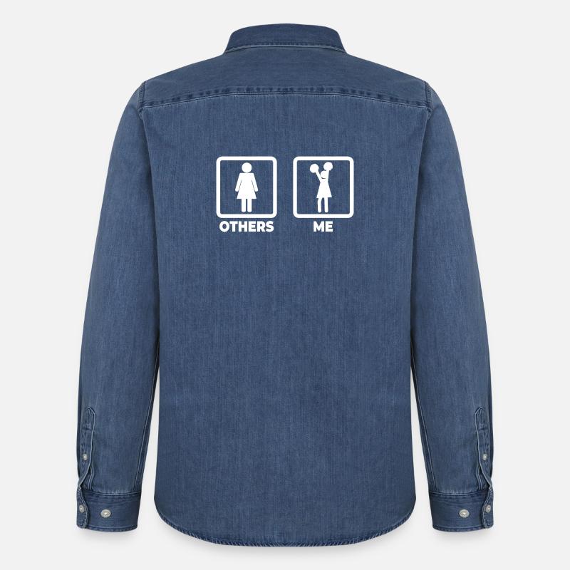 Cheerleaderin Strichmännchen - Männer Jeanshemd Organic von Stanley/Stella - verwaschenes Mittelblau 