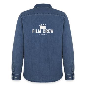 Film Crew Action Director Set Team Movie Production - Men’s Organic Denim Shirt by Stanley/Stella - mid washy  - Back - AI Model Male 185 light (185cm)