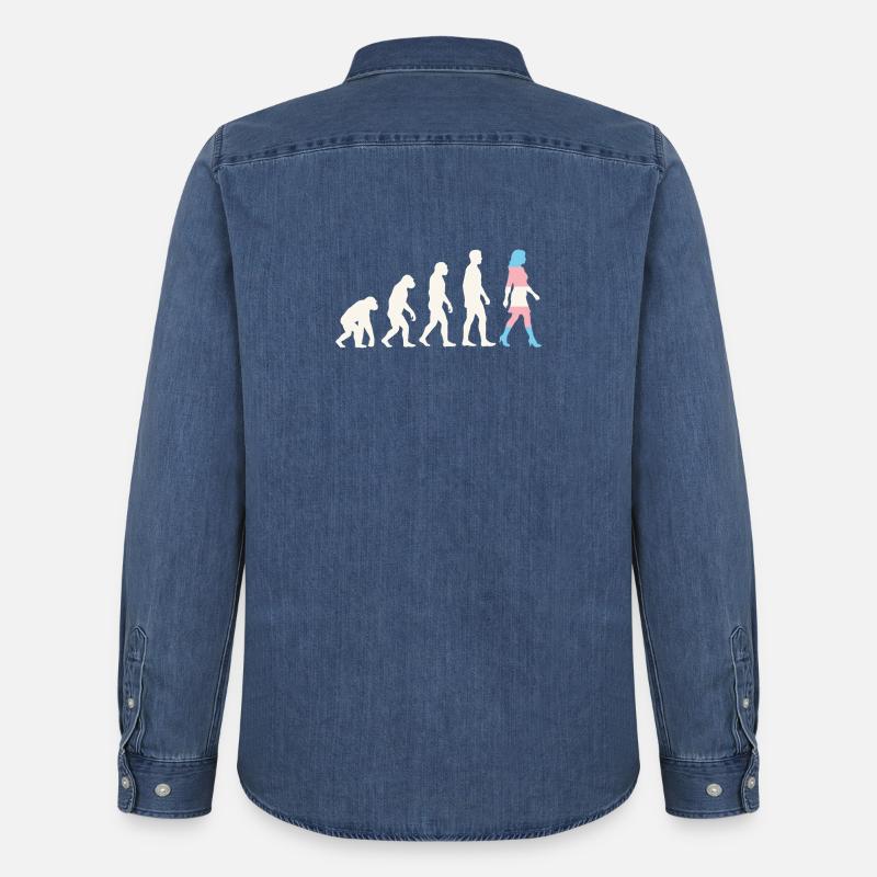 LGBTQ-Pride-Monat – Trans-Evolution - Männer Jeanshemd Organic von Stanley/Stella - verwaschenes Mittelblau