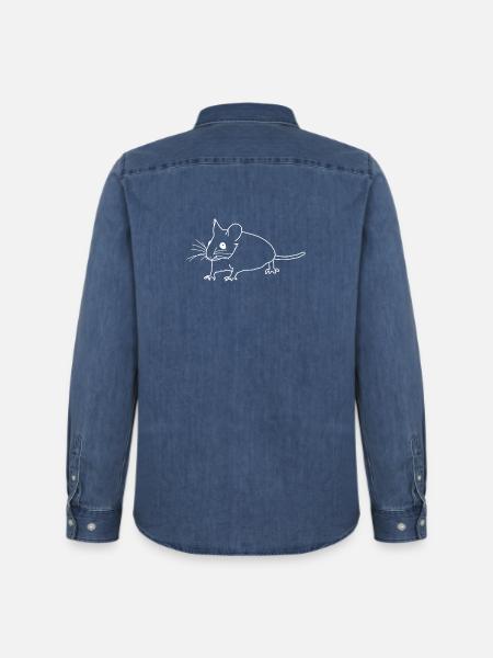Mouse lineart - Men’s Organic Denim Shirt by Stanley/Stella - mid washy