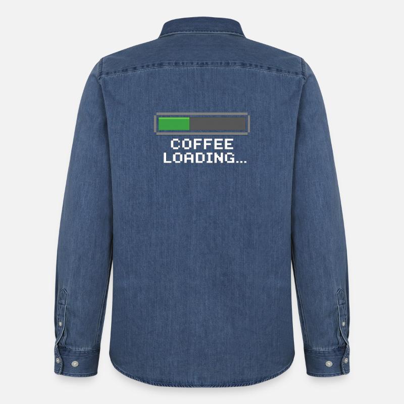 Kaffee Ladebalken Pixel - Männer Jeanshemd Organic von Stanley/Stella - verwaschenes Mittelblau 